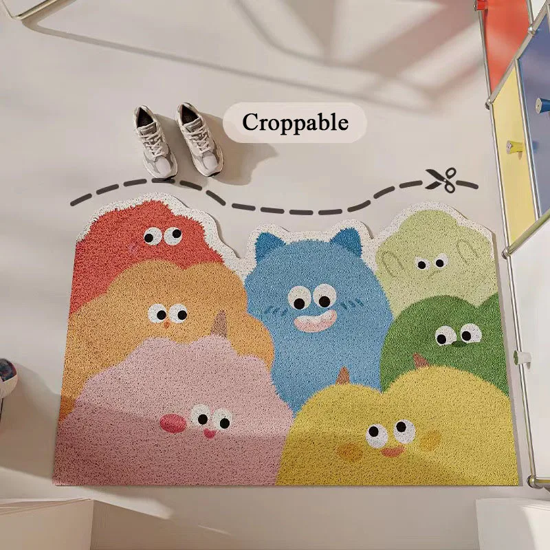 Cartoon Monster Entrance Doormat Anti-slip PVC Floor Mats Easy-clean Entry Porch Hallway Entryway Home Decor Dust Removal Carpet