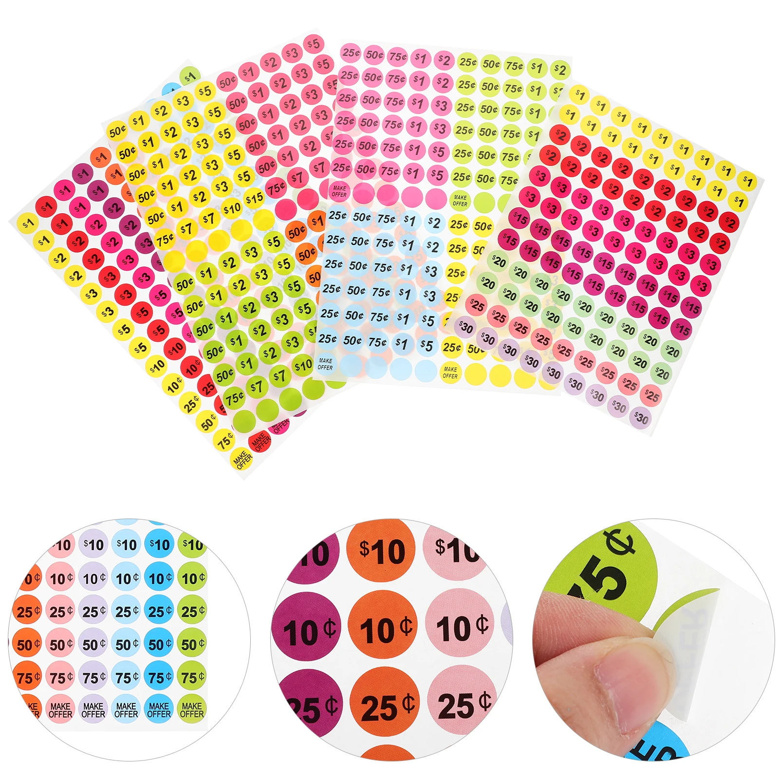 

20 Sheets Price Tags Stickers Labels 5 Styles Circular Numbers Garage Yard Sales Supermarkets Strong Adhesion Easy Apply Remove