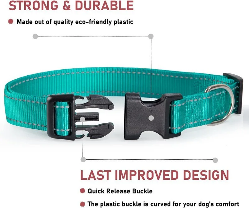 Reflektierendes Nylon-Hundehalsband mit Verstellbarem Schnellverschluss in Verschiedenen Farben für Tägliche Spaziergänge und Anti-Verlust-Schutz – Detail 8