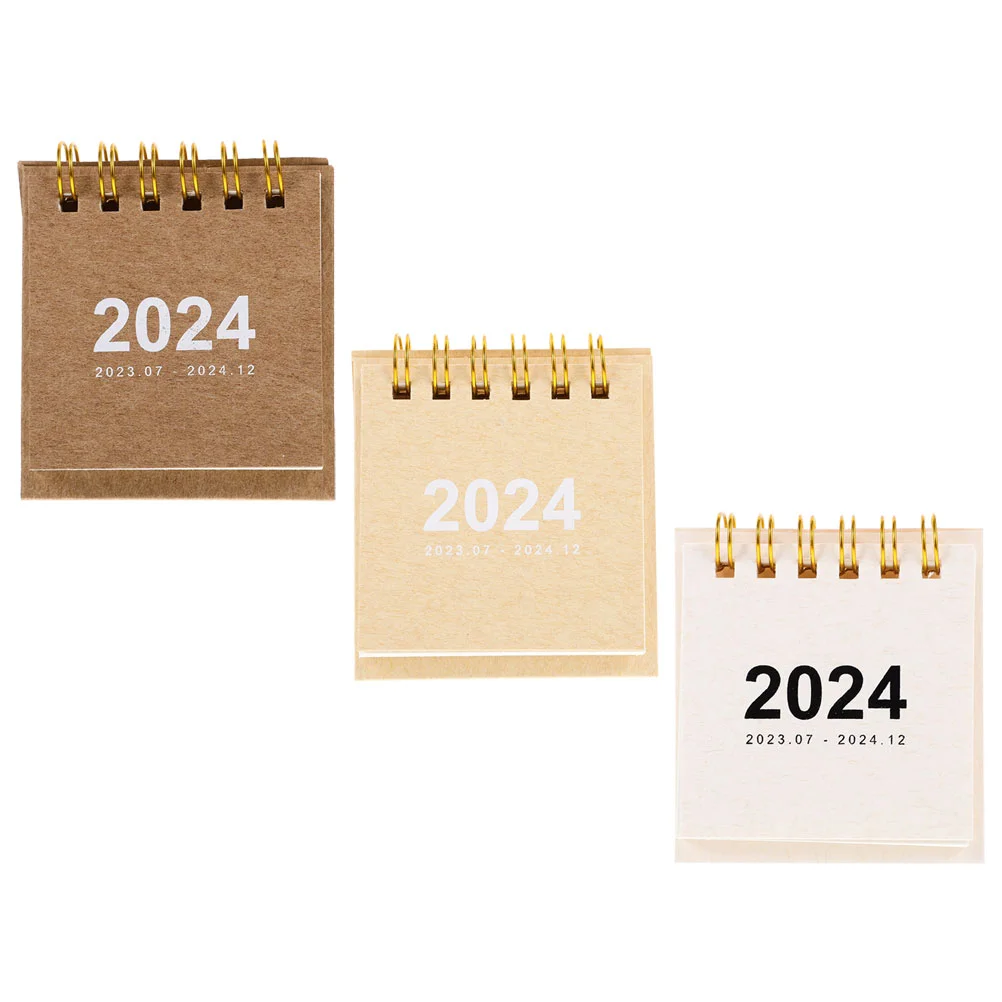 

3 Pcs 2024 Desk Calendar Advent for Children Tabletop Monthly Small Paper Miniature Office Flip