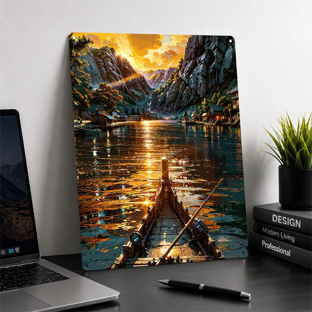 Golden Lake Fishing Trip Metal Poster Perfect Gift for Fans Lovers Customized Wall Art Metal Sign for Article Decoration Room