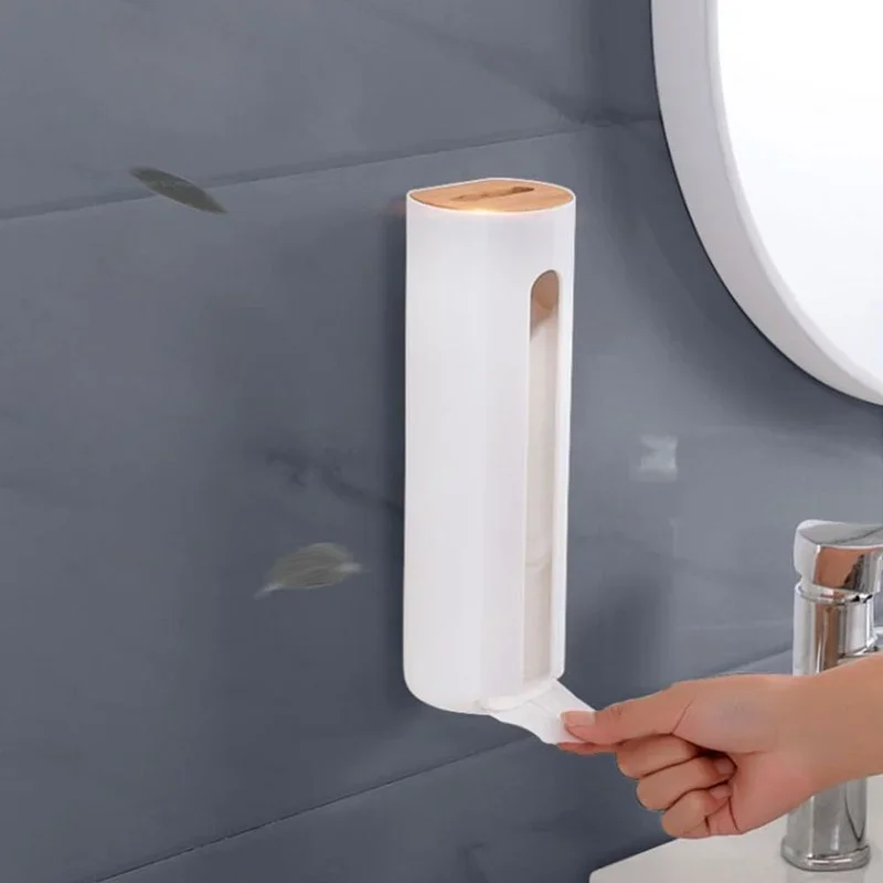 Creative Plastic Bag Storage Rack, Free Perforation, Wall Hanging, Kitchen, Bathroom Garbage Bag, Box
