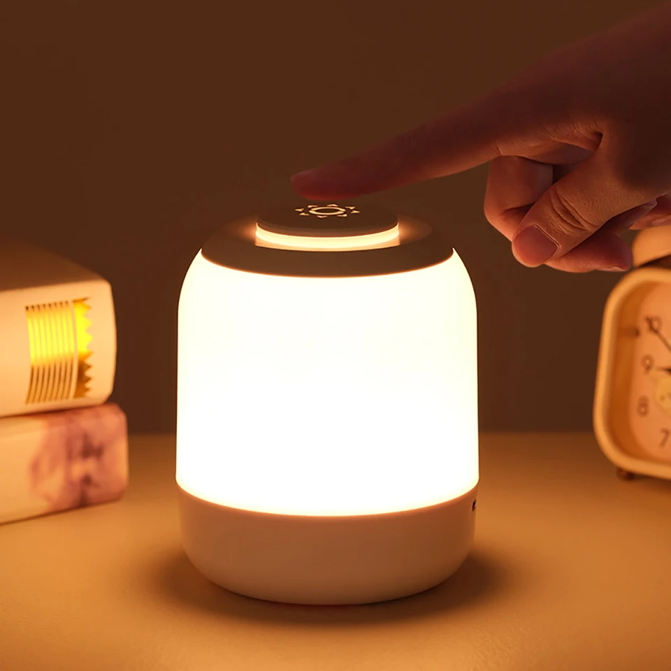 

Eye Caring Soft Night Light 3 Colors Dimmable Rechargeable Touch Bedroom Bedside Lamp Room Decoration for Baby Kids Adults