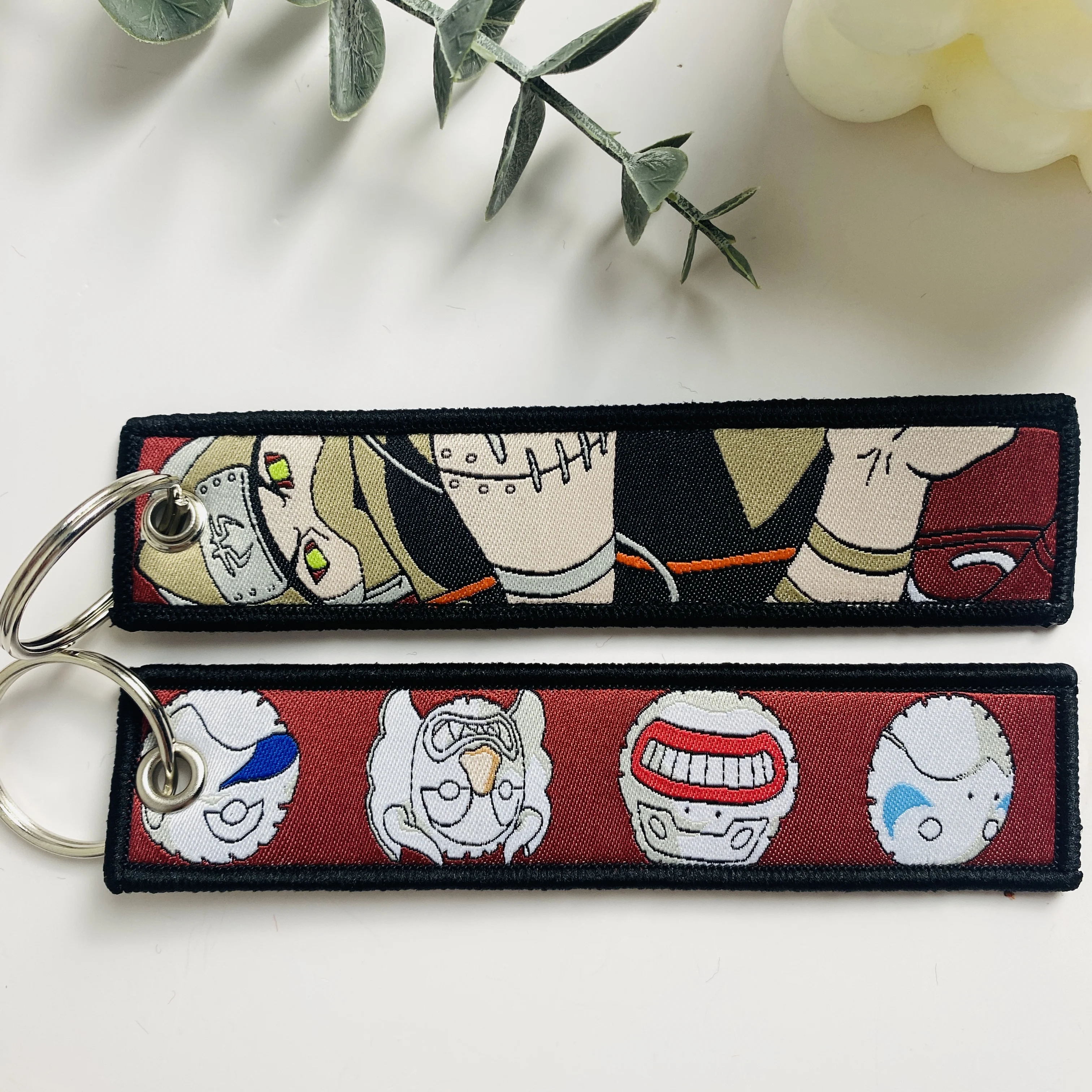 Anime Character Cool Key Tag Embroidery Key Fobs For Motorcycles Cars Bag Backpack Keychain Fashion Key Ring Souvenir Gifts