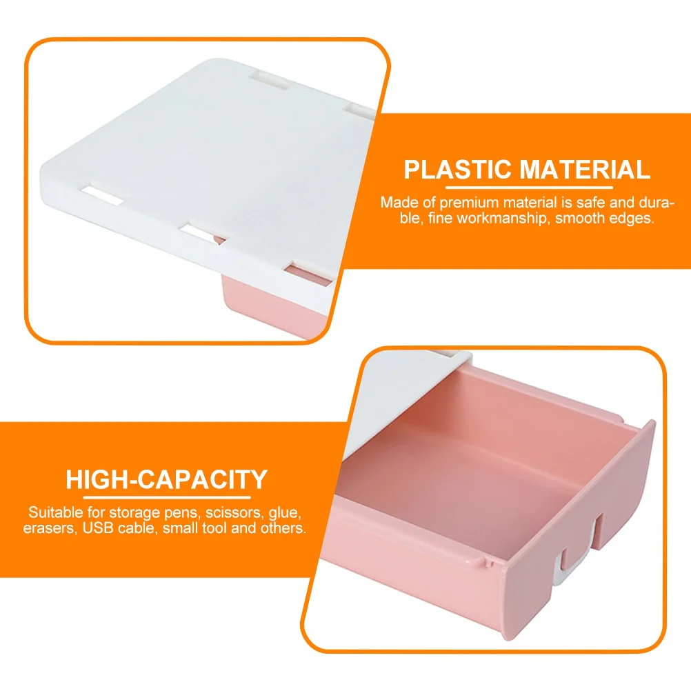 

Under Desk Drawer Adhesive Hidden Desktop Organizer Storage Box For Table Bottom Pen Holder Stationary Container Desk Bottom