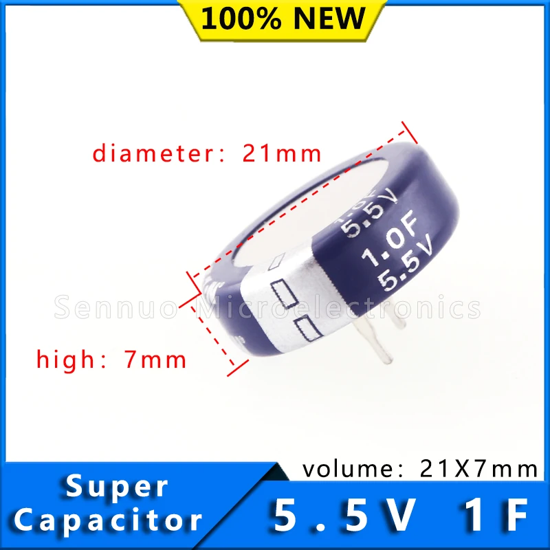 1Pcs New C Type KR-5R5C155-R 1 F (EDLC) Supercapacitor 5.5 V Radial, Can 30Ohm @ 1kHz 1000 Hrs @ 70°C