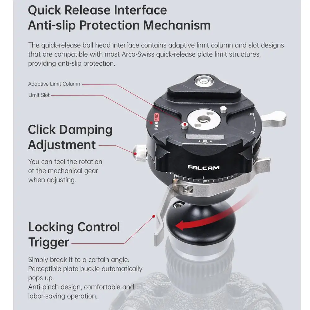 Falcam F38 Pro QR Trigger Inverted Ball Head for TreeRoot Quick Lock Tripod