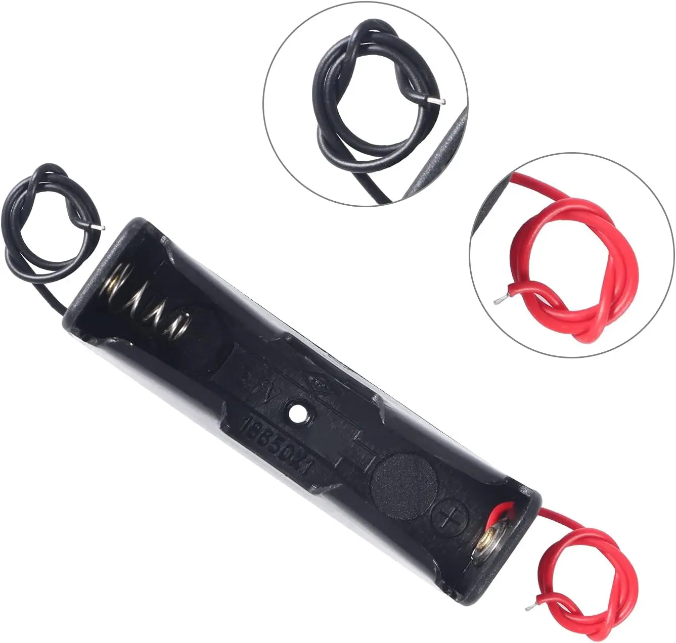 15PCS 18650 Battery Holder Bundle with Wire 18650 Battery Holder Case 3.7V, 1 Slot DIY Battery Storage Boxes, 1 Slot Black Plast