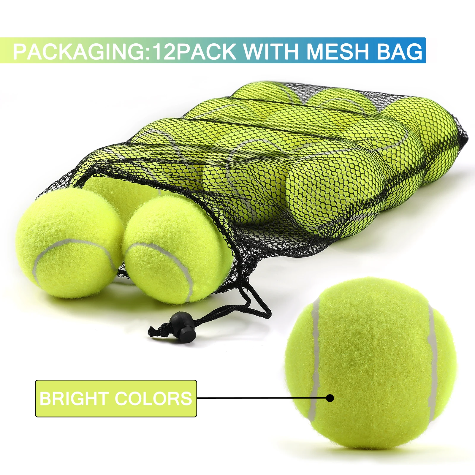 Beginner Tennis Balls for Dogs, High Elasticity Practice Balls, Mesh Carry Bag, 12 Pack