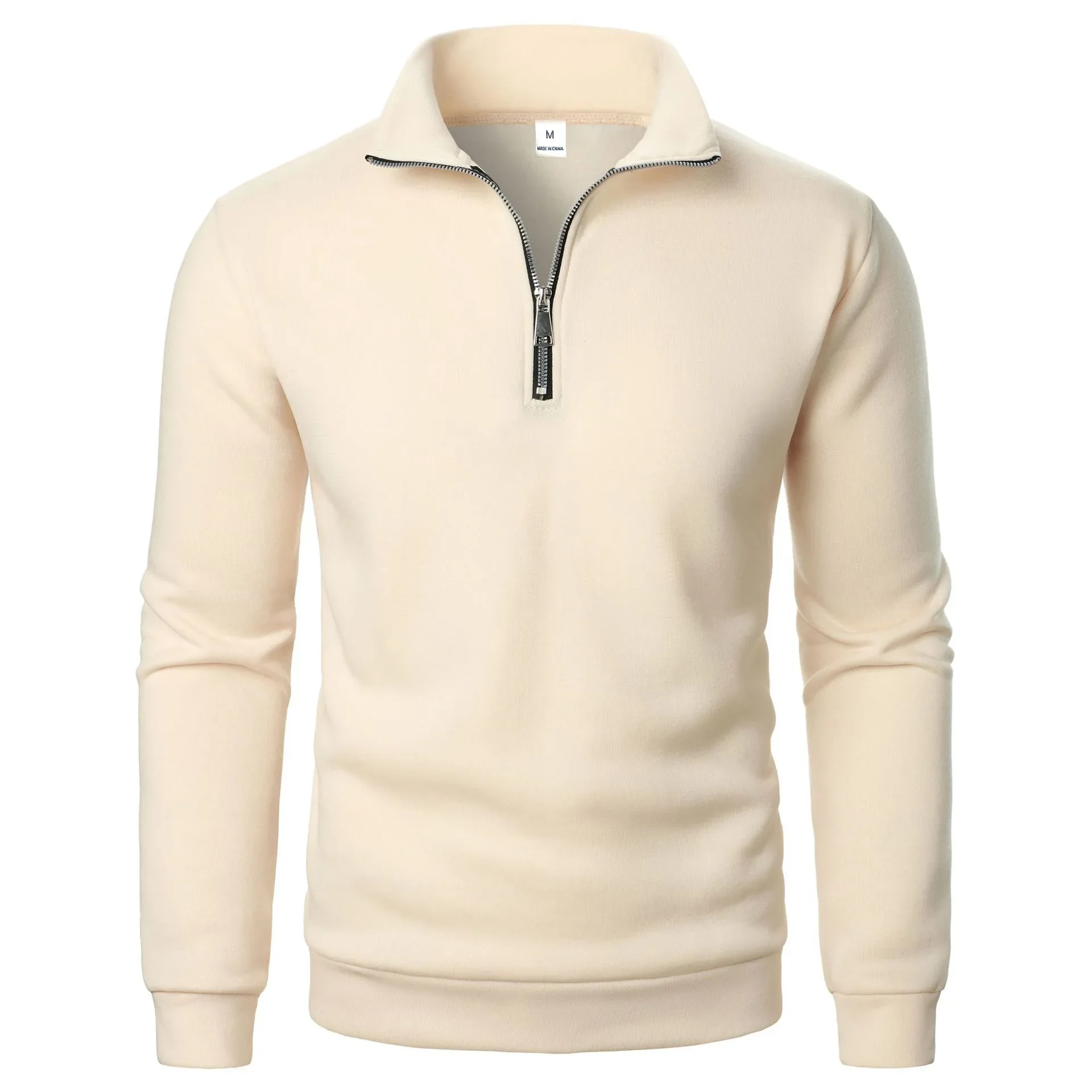 Herbstliche Herren-Pullover mit Reißverschluss, schmale Passform, leicht, für den Außenbereich, mit Stehkragen, halbem Rollkragen, gestrickt, Streetwear – Detail 7