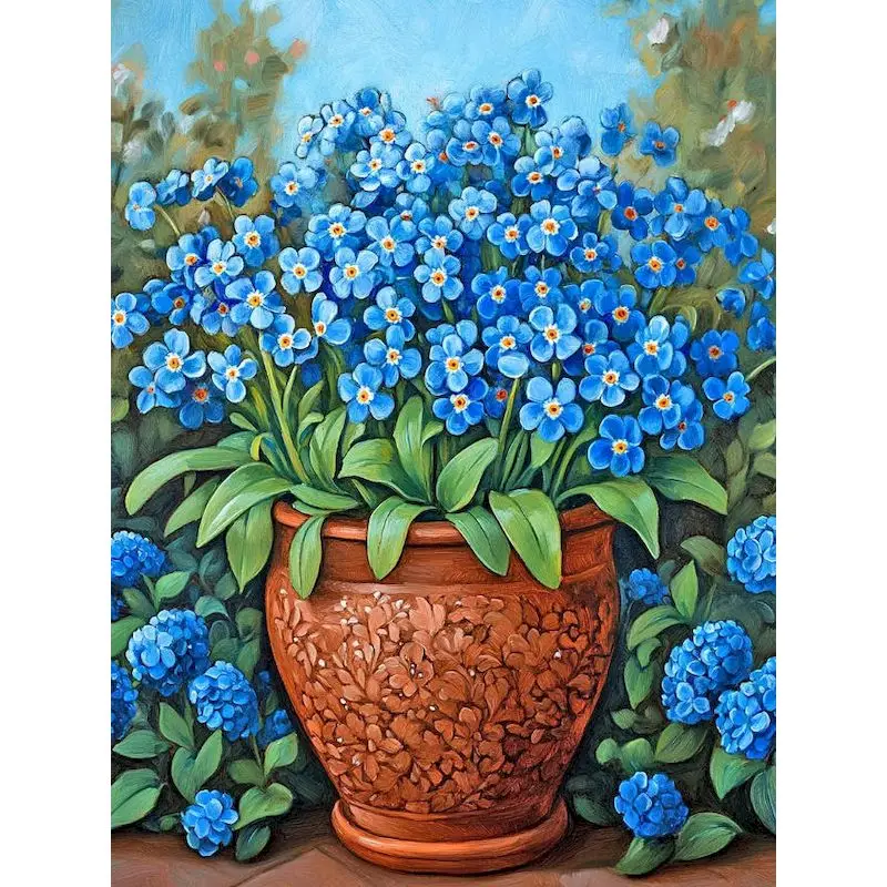Blue Flower Painting By Numbers DIY DIY Color by Number for Beginner Vase Painting Numbers Hand Painting Paintings On Number ﻿