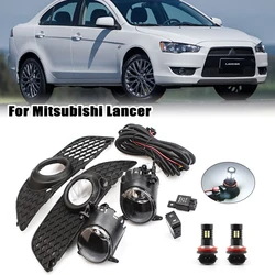 Faros antiniebla para Mitsubishi Lancer lancer-ex 2008-2012 2013 Led, cubierta halógena, parrilla, marcos de bisel, Kit de interruptor de arnés, accesorios