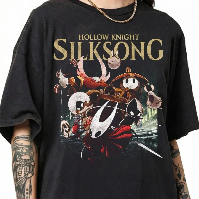 Vintage 90s Hollow Knight Silksong Shirt, Video Game Tshirt, Summer cotton loose and breathable unisex T-shirt