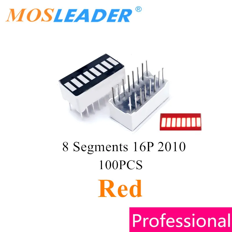 Mosleader 100pcs 8 Segment display Red 2010 8 Segments DIP16 16P B08R-1 DIP16  Bargraph LED Bar graph light display digital