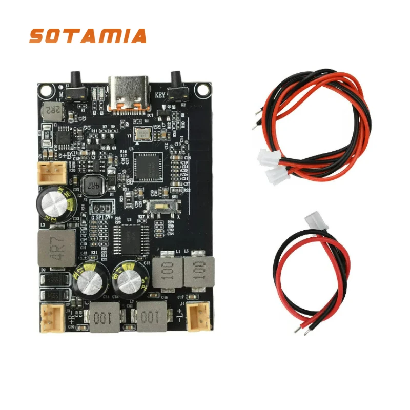 

Модуль усилителя мощности SOTAMIA DC5V TWS Bluetooth 2*10 Вт, двухканальный, с алгоритмом усиления басов, плата усилителя мощности Type-C