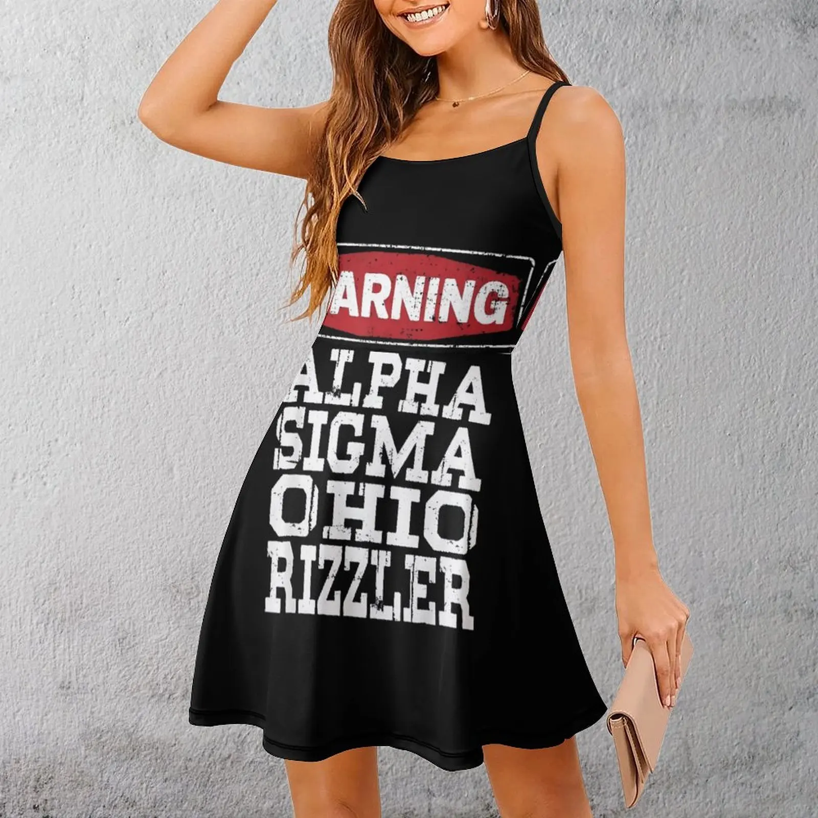 

Alpha Sigma Ohio Rizzer Предупреждение женское платье на бретельках с юмором и графикой Платье с забавной графикой Сексуальное женское платье для вечеринок