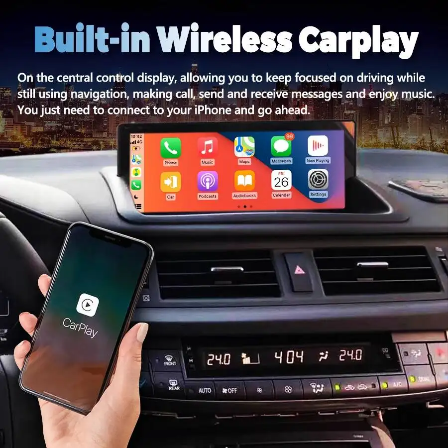 10.25inch Qualcomm 665 Android Screen For Lexus CT200h CT200 CT 200h 2012-2020 Wireless CarPlay GPS DSP Stereo Multimedia Player