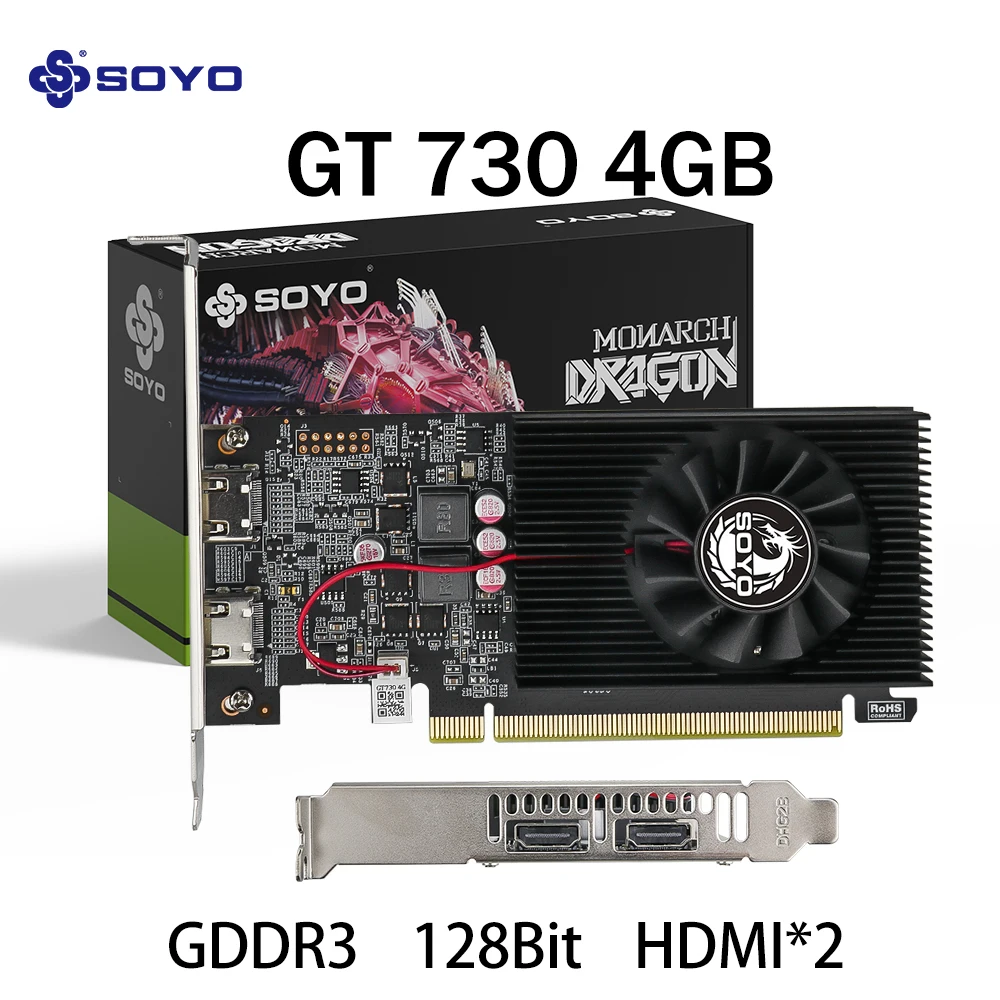 

SOYO GT 730 Graphics Cards NVIDIA 4G GDDR3 128bit Video Card HDMI*2 For Desktop Gaming Computer Components GPU PCI Express3.0 16