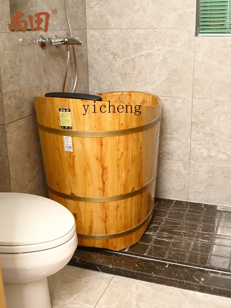 

b7-Adult Bath Wooden Bucket Bath Bucket Solid Wood Bathtub Small Bathroom Wooden Bath Barrel