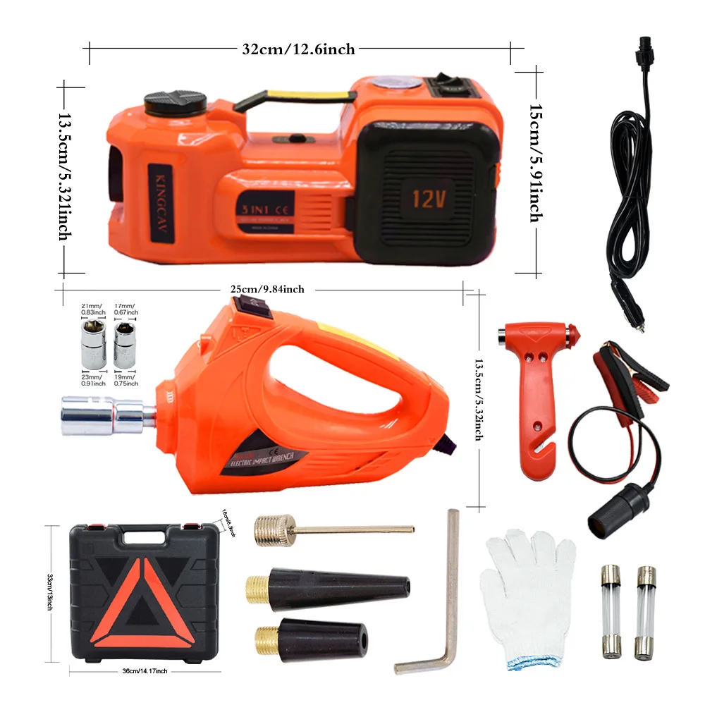 Multifunctional Portable Electric Power Wrench Car Vehicle Kit Tyre Inflator Tire Pump Hydraulic Floor Car Jack