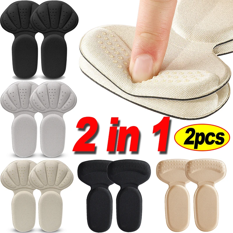 Memory Sponge Insoles Women Boots High-heel Shoe Cushion Heel Insole Sole Soft Massage Foot Pad Soft Anti-slip Inserts 2 In 1