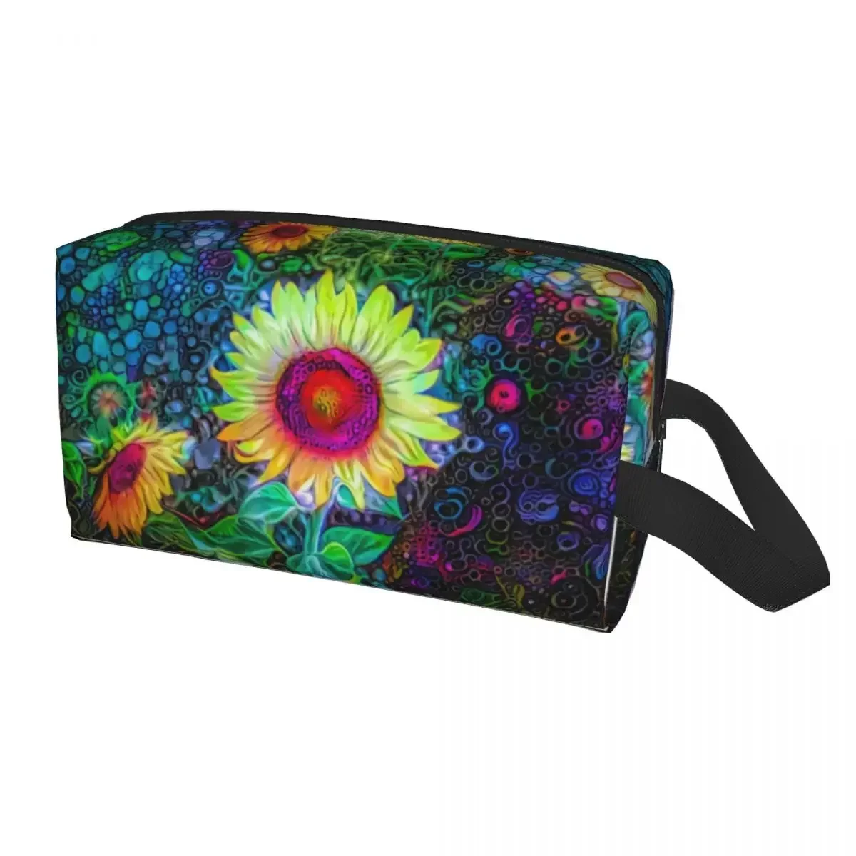 

Custom Colorful Sunflowers Travel Cosmetic Bag Women Floral Flower Makeup Toiletry Organizer Lady Beauty Storage Dopp Kit