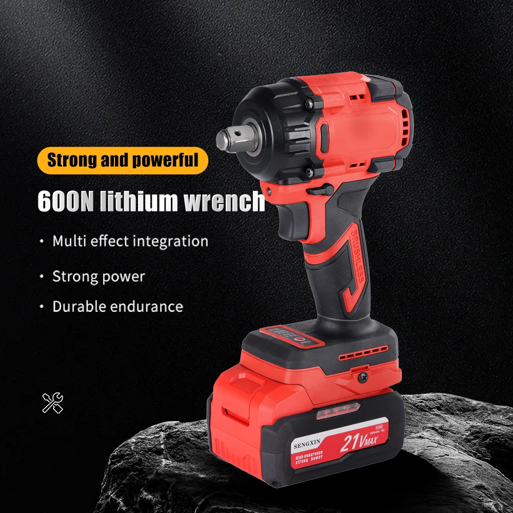 SENGXIN High Torque Wrench 600N.M Impact Cordless Wrench Power Wrench Electric Battery Power Tools Set