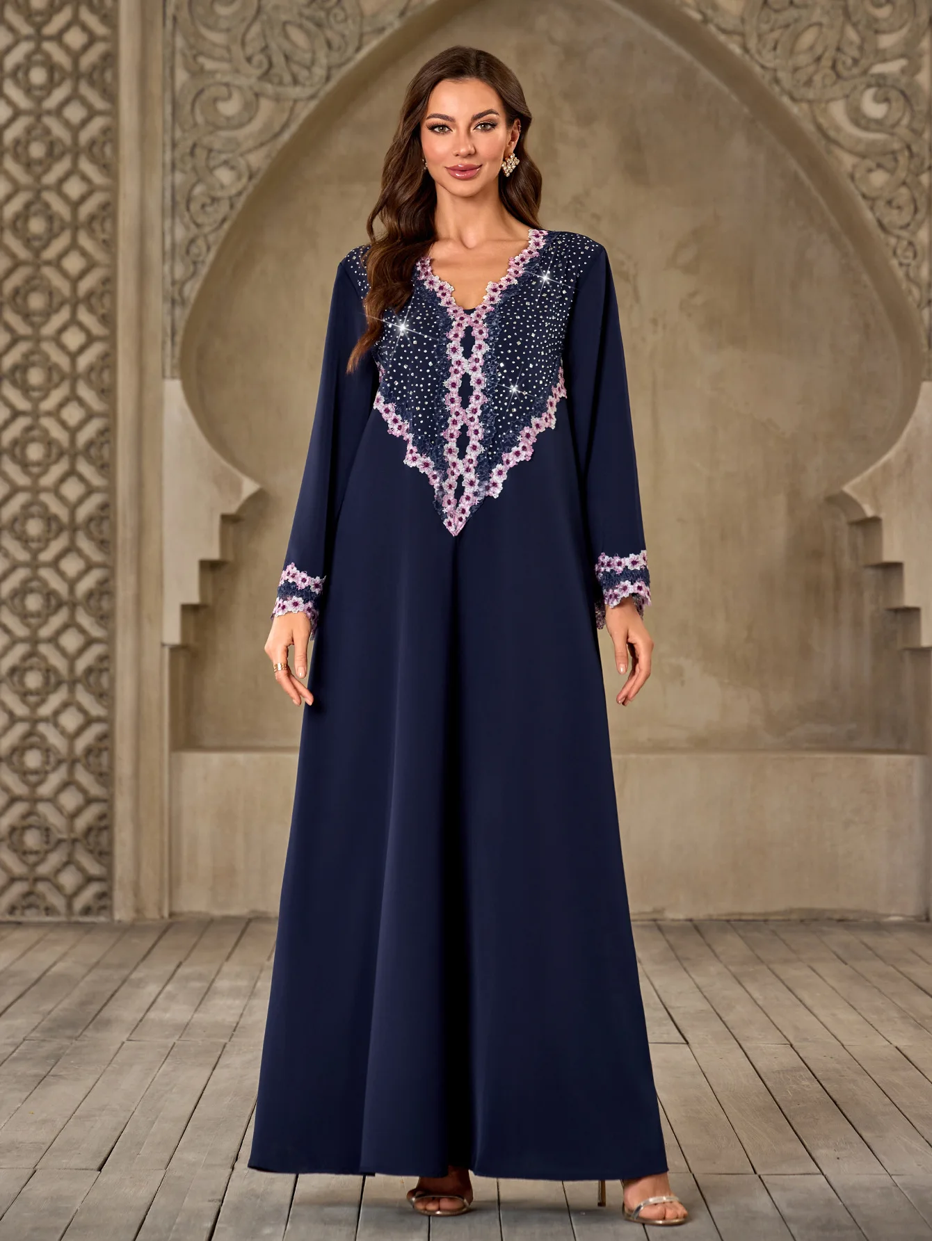 

Eid Women Party Dress Muslim Abaya V Neck Jalabiya Ramadan Loose Long Dresses Summer Vestidos Largos Kaftan Arab Long Robe 2026
