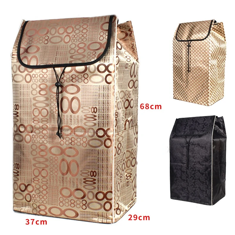 Sacos de compras para carrinho, Mulheres Transportadora Basket Trailer, Carrinho portátil, Grandes sacos de armazenamento, Bolsa dobrável