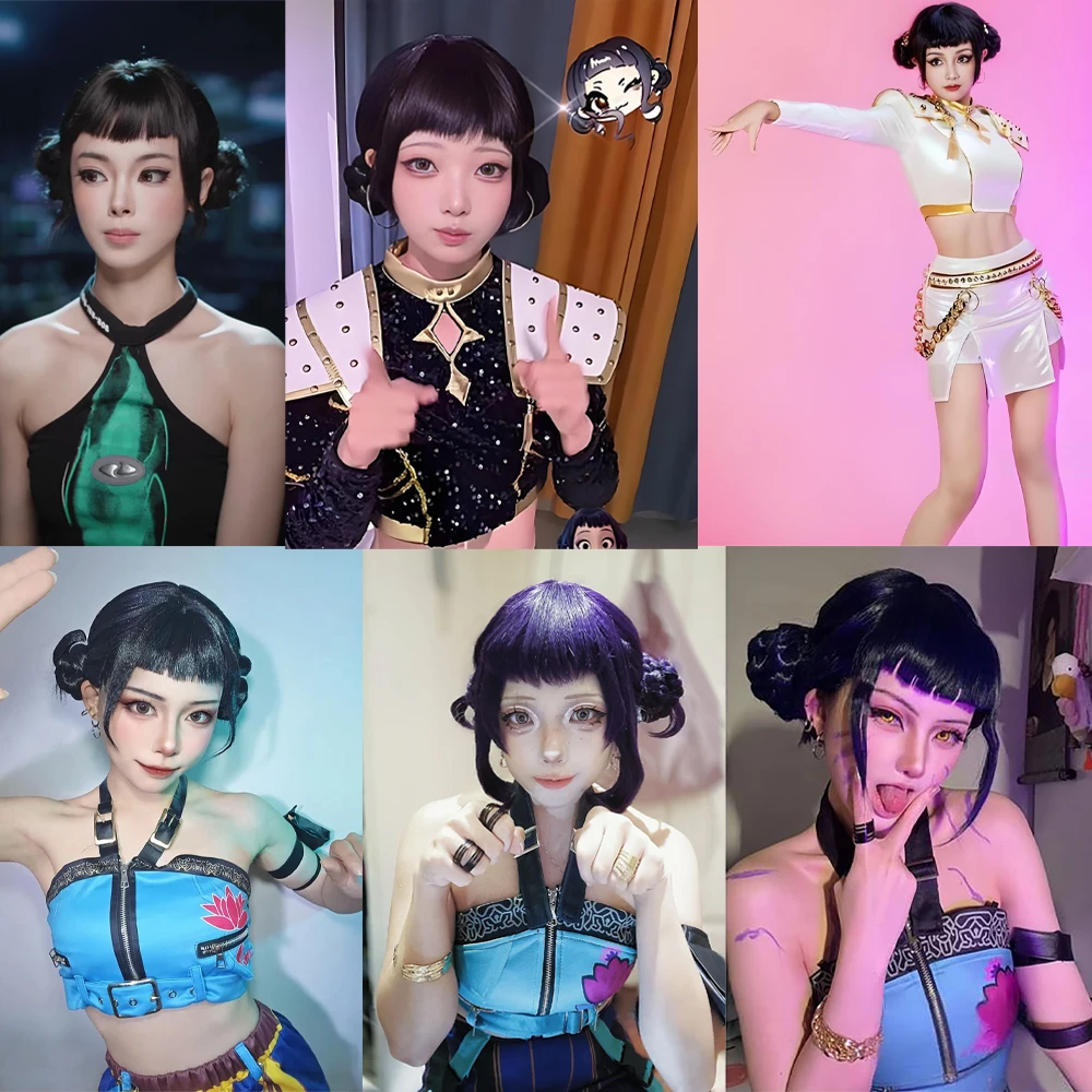 عالية الجودة أنيمي Kpop شيطان الصيادين زوي كوسبلاي شعر صناعي أرجواني داكن أسود للهالوين وعيد الميلاد كرنفال شعر مستعار للحفلات اليومية #6