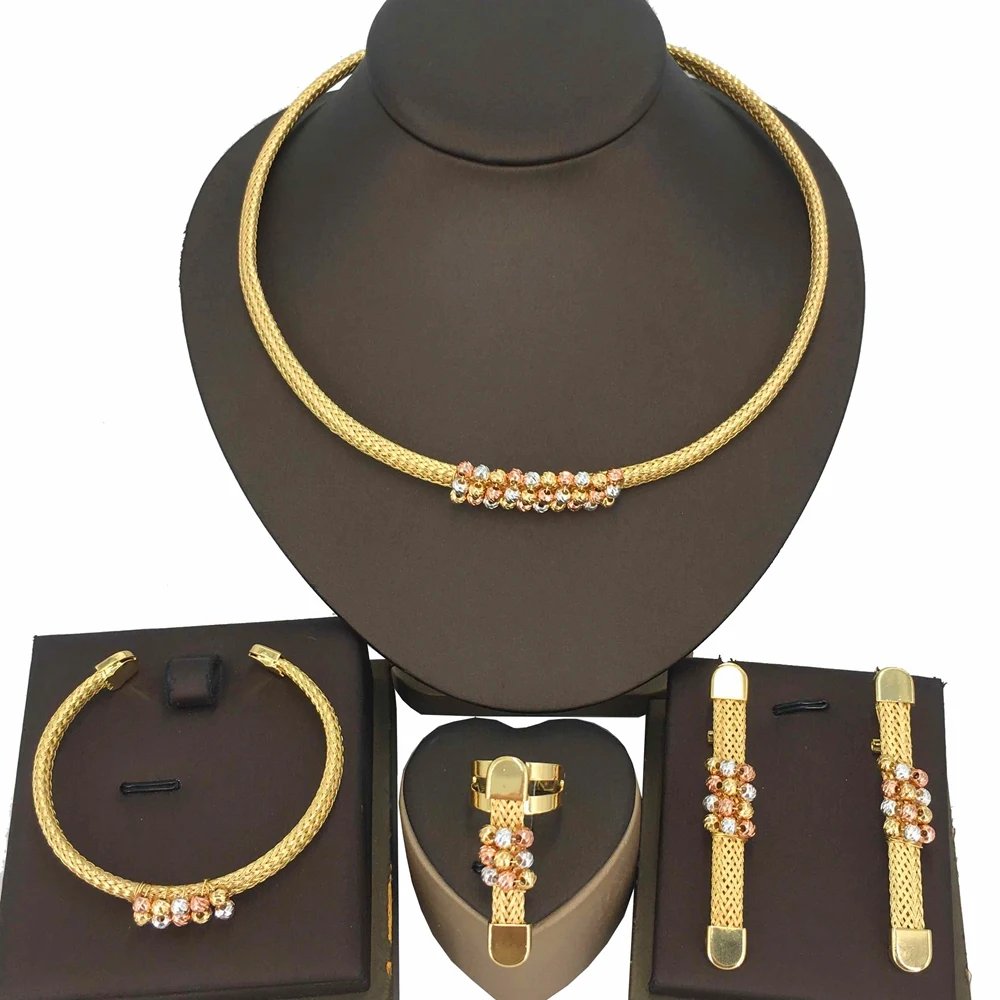 

Yuminglai Brazilian Gold Plated Jewelry Sets For Women Original Luxury Round Necklace Big Wedding Dinner Bijoux FHK16029