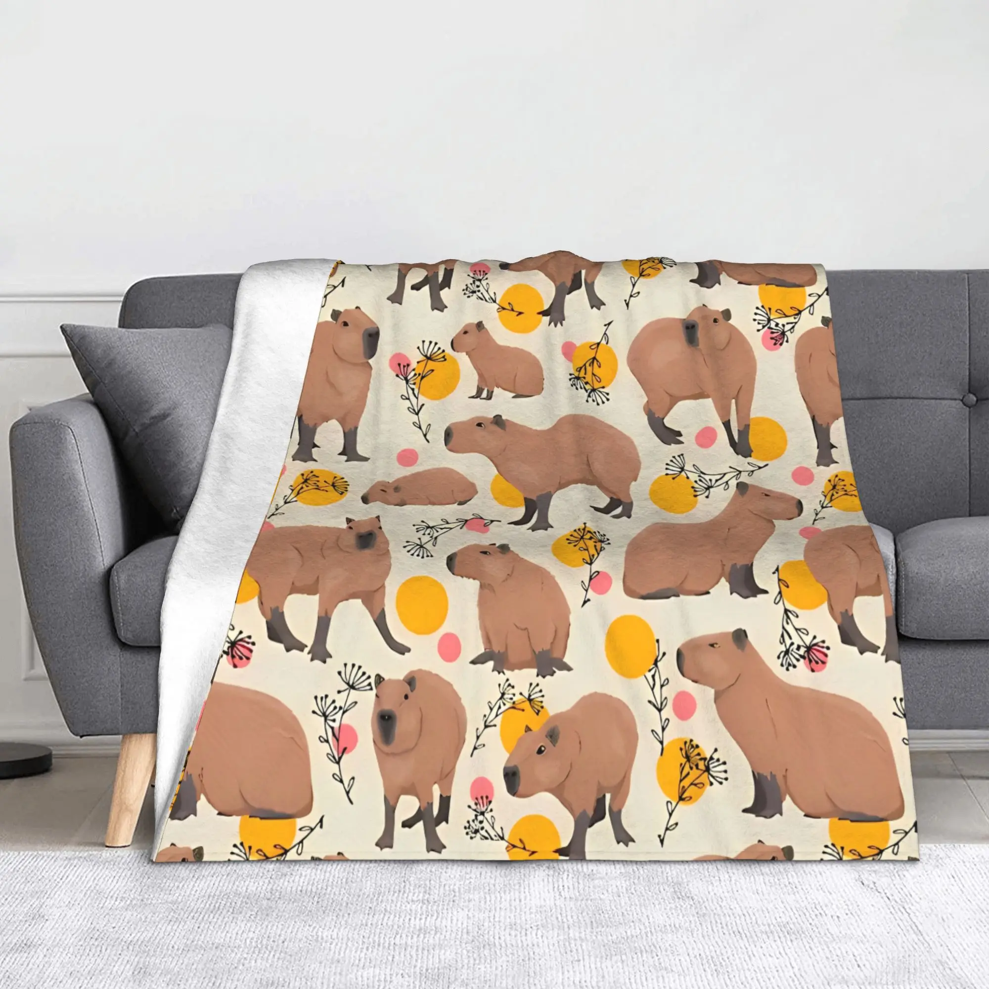 

Cute Cartoon Capybara Blanket Velvet Summer Multi-function Super Soft Throw Blanket for Sofa Travel Quilt