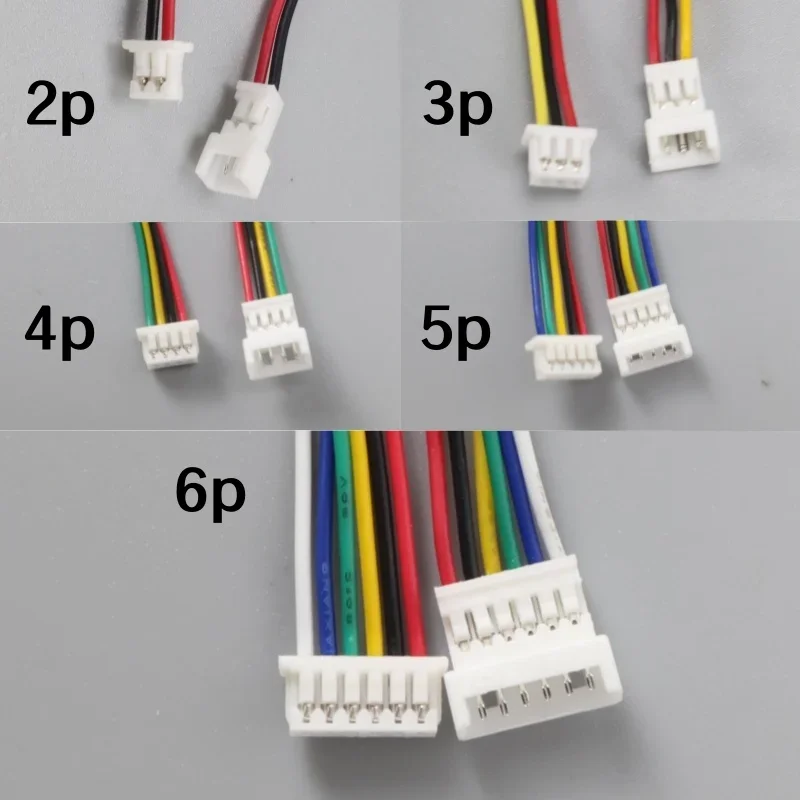 10 Stück 100 mm Mini-Micro-JST-Stecker-Set 1,25 mm Kabel mit 2/3/4/5/6 Pin männlich weiblich Stecker 2P/3P/4P/5P für elektronische Komponenten – Detail 16