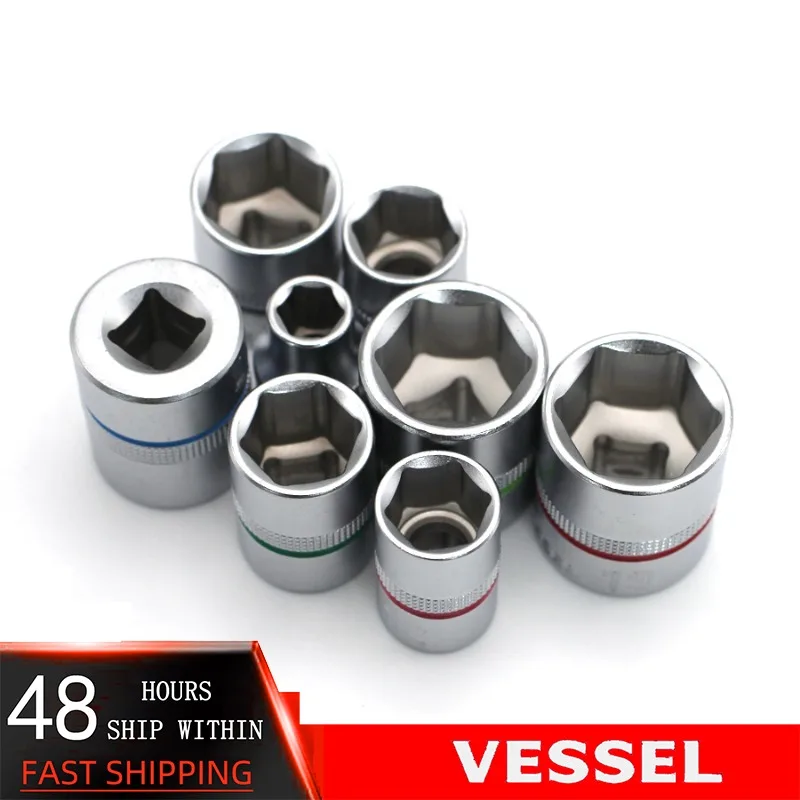 

VESSEL 3/8" (8-19 mm) JIS Compatible Hexagonal Drive Socket with Ratchet Wrench, Japanese Metric Manual Repair Tool