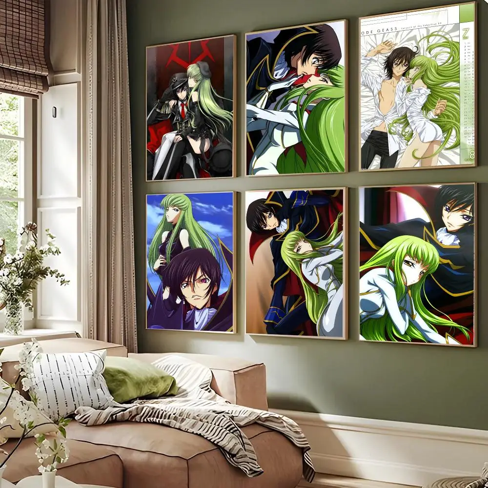 Code Geass Poster Waterproof Sticky Wall Art Print For Bedroom Living Room Hallway Bar Home Decor