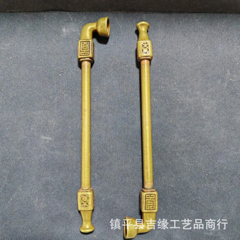 Brass one-piece vintage dry tobacco pipe, portable smoking accessory