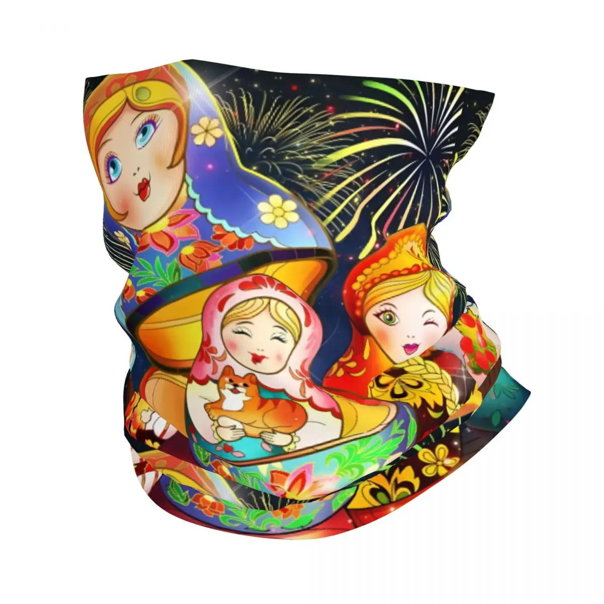 

Russian Nesting Doll Art Scarf Neckerchief Neck Face Mask Polyester