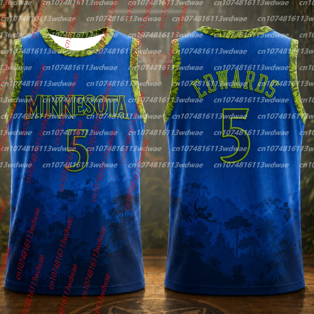 Minnesota #5 Edwards Basketball Jersey Men Sleeveless Tank Top Summer Breathable Vest Streetwear Sports Uniform Basketball KID