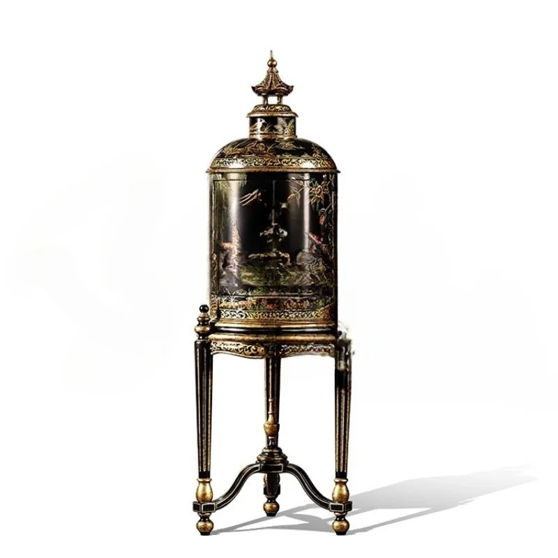 LDC-0934 Luxury hand-painted white crane pattern side cabinet classical living room home furniture bird cage decoration
