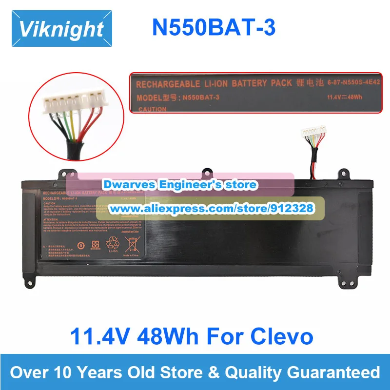 

Genuine N550BAT-3 Battery 6-87-N550S-4E43 11.4V 48Wh Li-ion Battery for Clevo Aftershock M15 V2 N550RC F57 D1 D2 Laptop Battery