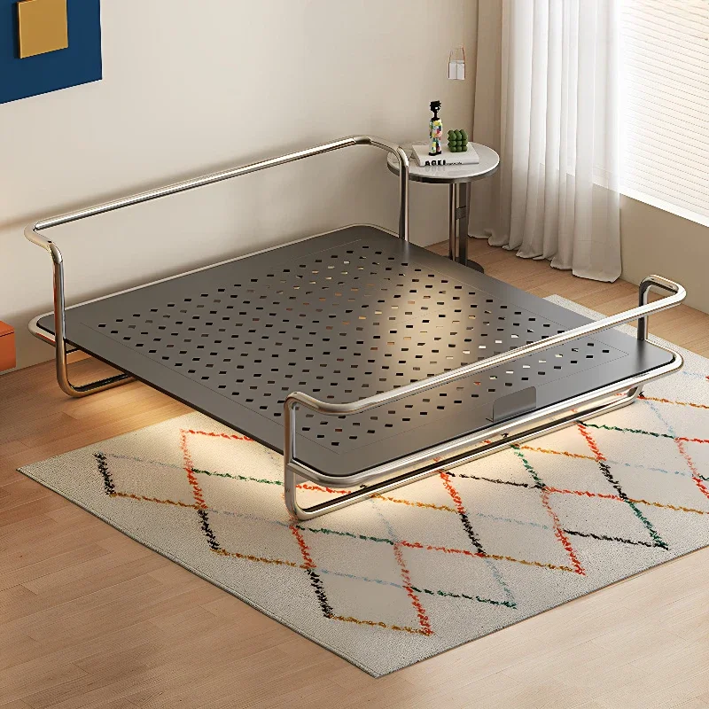 

Stainless steel bed wrought iron, light luxury metal industrial wind bed medieval iron frame bed