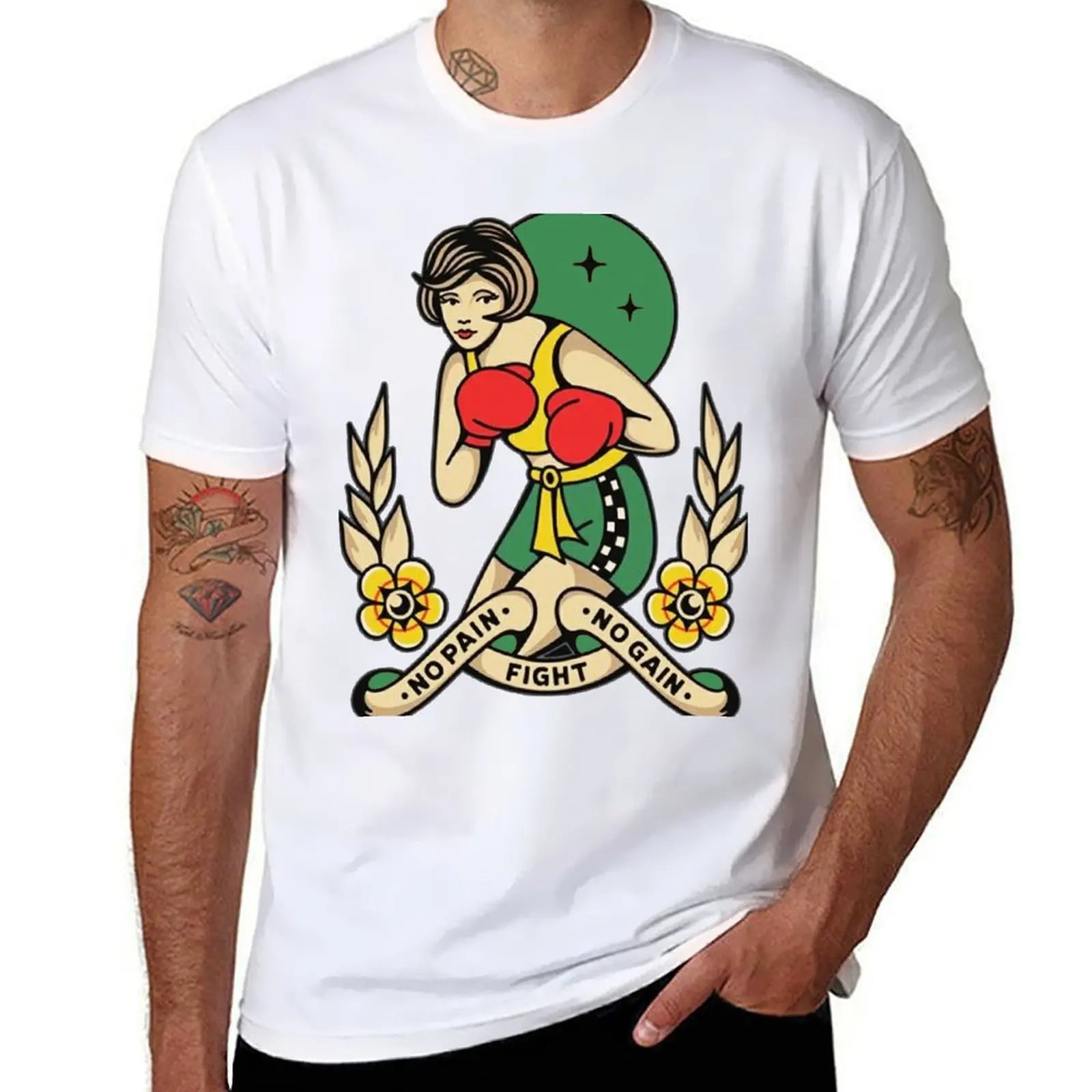 Traditionnel beau sans peur Boxer tatouage T-Shirt homme T-Shirt graphique t-shirts pour homme graphique vintage T-Shirt