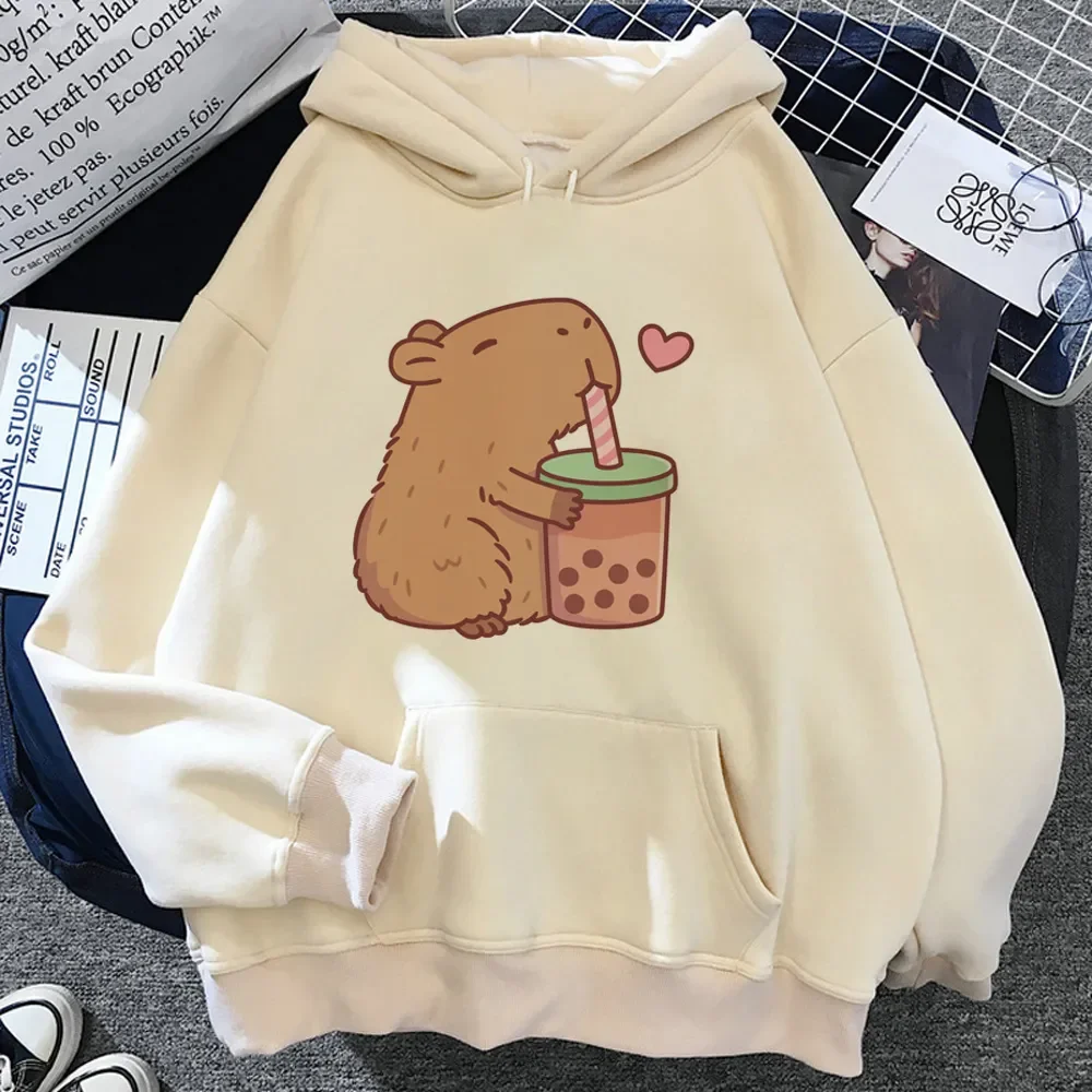 Funny Capybara Hoodie women 90s y2k Aesthet Print Sweatshirt Autumn Winter Lazy Style Loose Hoodie Fashion Khaki Clothing Hooded