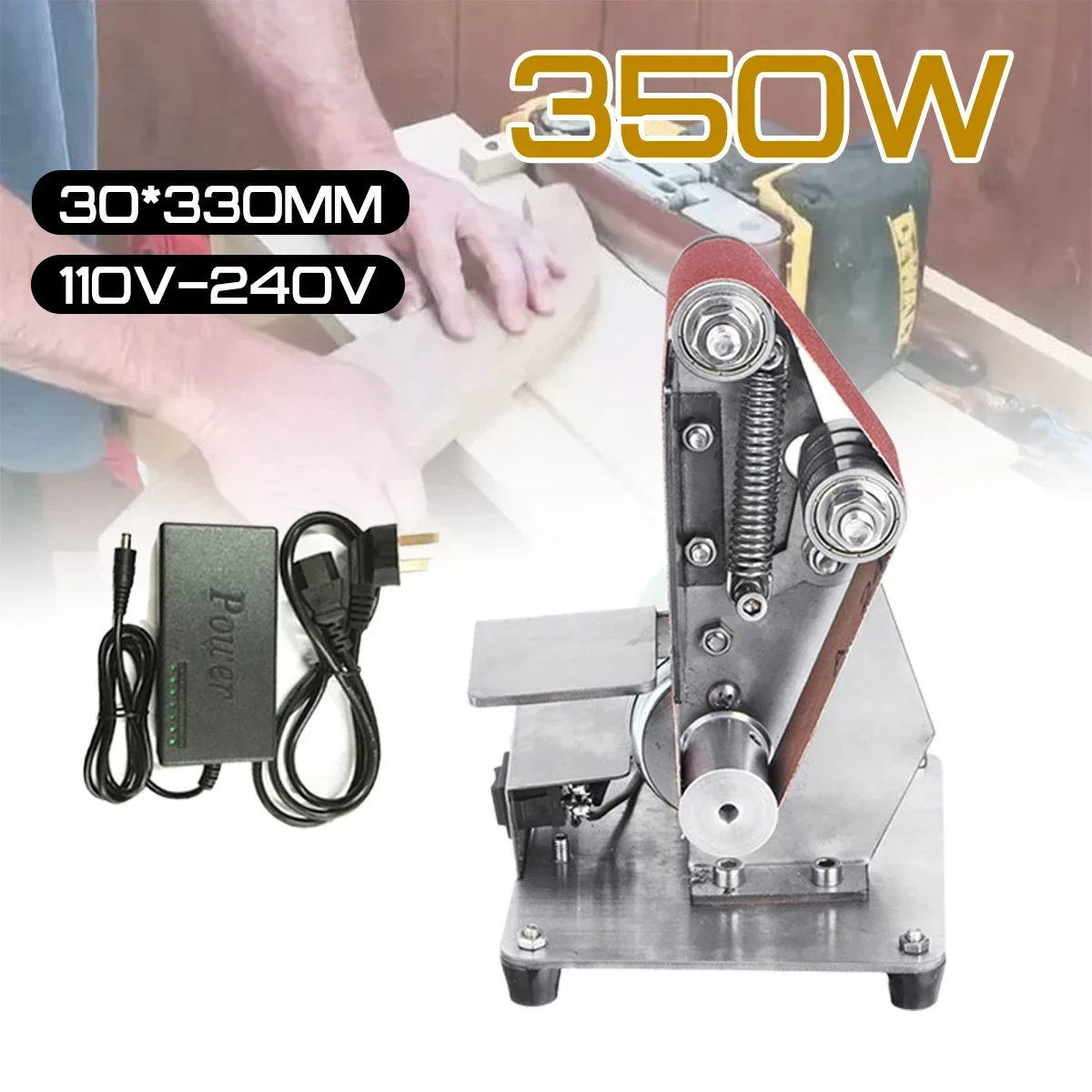 

Sander 350W Electric Mini Belt Machine Sanding Grinding Polishing Machine Abrasive Belts Grinder DIY Polishing Cutter Edges