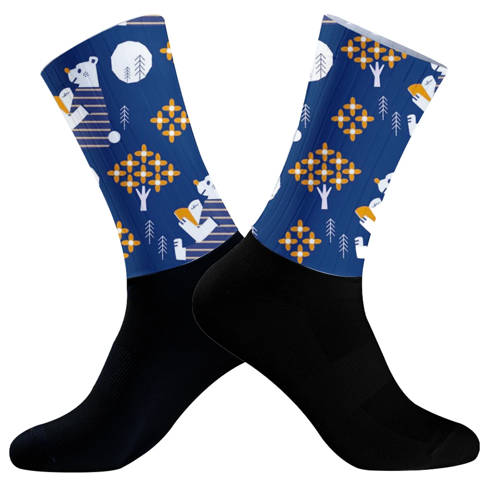 Chaussettes de voyage de compression océanique pour hommes, motif sans couture, chaussettes de sport Harajuku, chaussettes de cyclisme décontractées