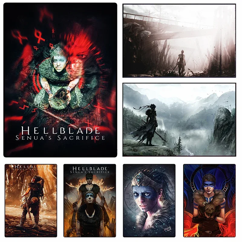 Hellblade Senua's Sacrifice Pop Horror Video Game Cover Poster Modern Game Canvas Painting Wall Art Picture for Game Room Decor