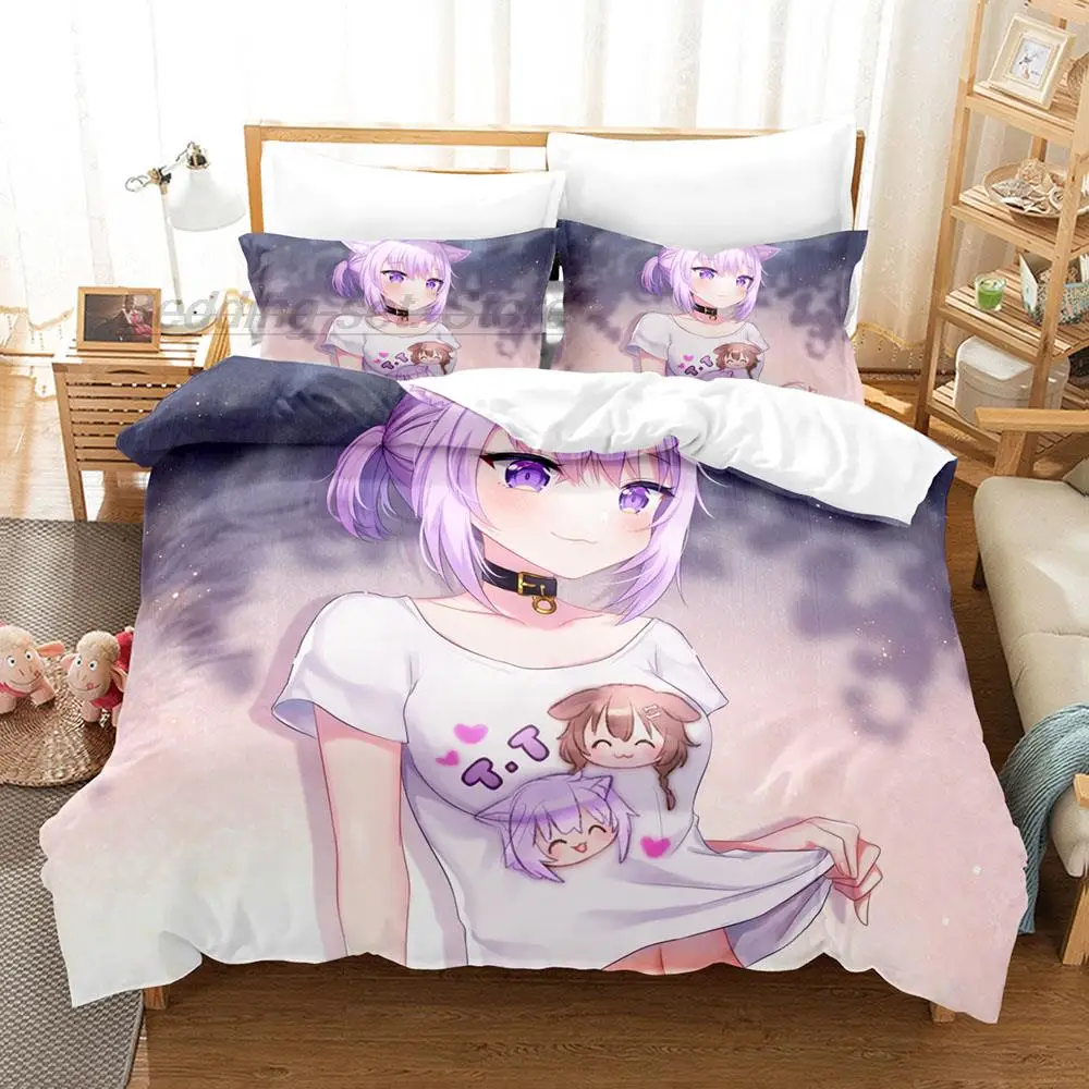 

Hololive Neko Mata Okayu Bedding Set Single Twin Full Queen King Size Bed Set Aldult Kid Bedroom Duvetcover Sets 3D 2022 Anime