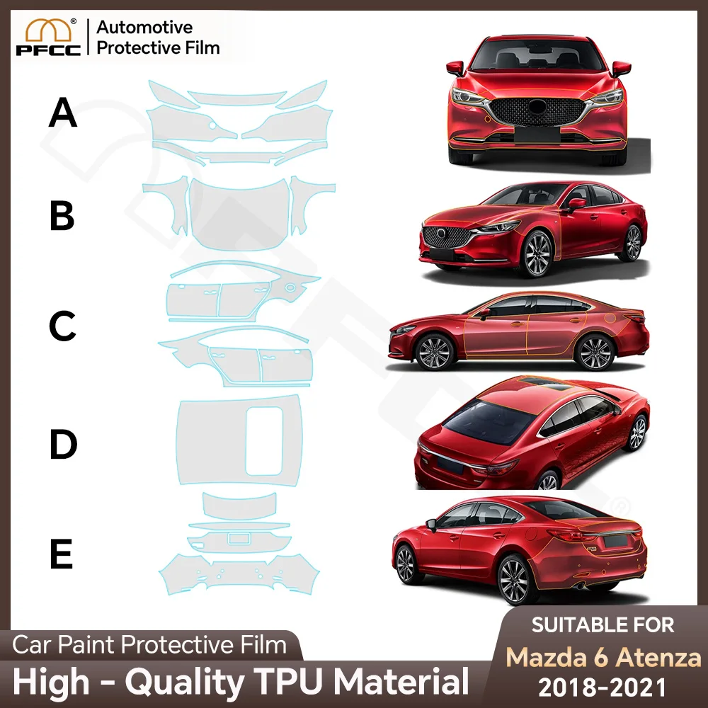 

PPF Pre-cut Paint Protection Film Clear TPU Anti Scratch Accessories 8.5thick Transparent Sticker For Mazda 6 Atenza 2018-2021
