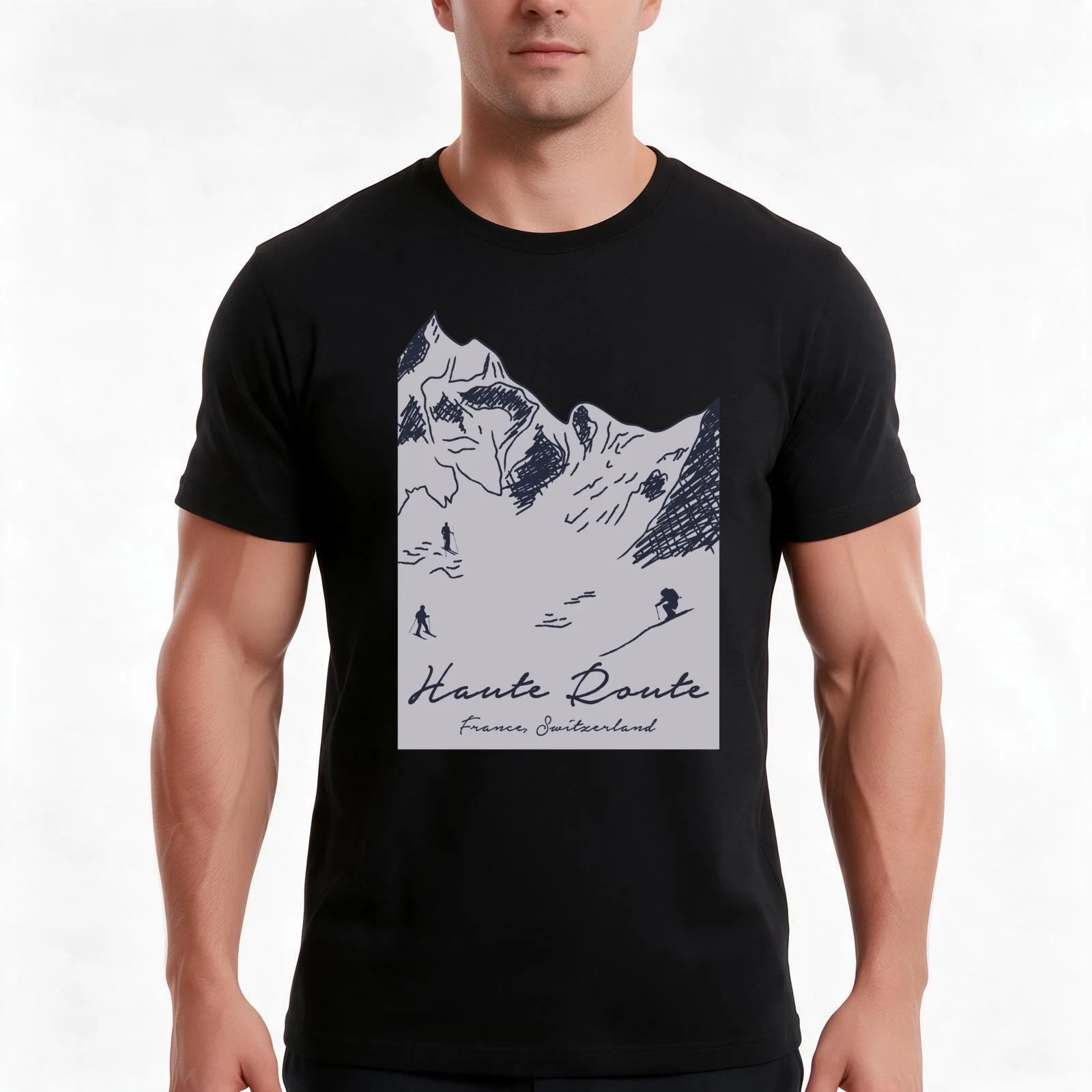 Haute Route – France, Switzerland T-Shirt, Summer Casual Cotton Tee, Oversized Streetwear Tops, Vintage Graphic Print