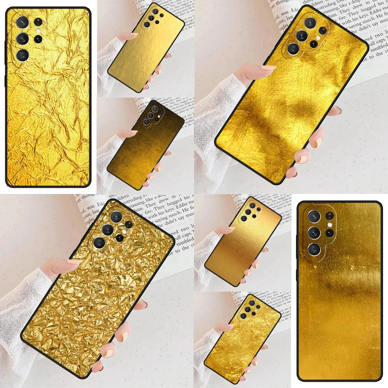 Luxury Gold Foil Art Cell Phone Case for Samsung Galaxy S26 Ultra S25 S24 S23 S22 S21 S20 Note10 Cover
